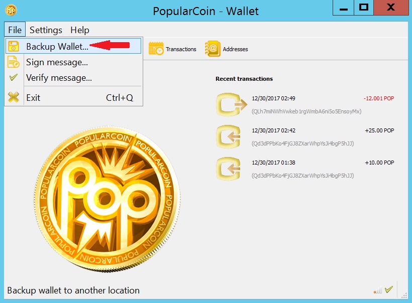 Popular Coin POP Crypto Coin Backup Wallet